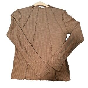 Anthropologie Bohme Ribbed Long Sleeve Mock Neck Top Sz S Grunge Western Boho